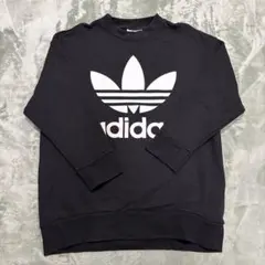 adidas ブラック クルーネック トレーナー