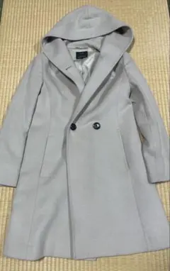 23区フード付アンゴラウールコート ライトグレー　36