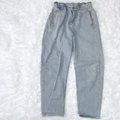 デニム ジーンズ ウエストゴム ワイド バルーン テーパード Lサイズ