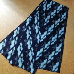 古布　木綿　藍の絣　竹　未仕立ての反物のハギレ　4m