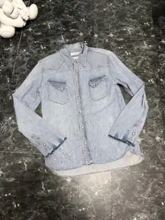 REMI RELIEFユーズド加工デニムウエスタンシャツ　レミレリーフ　XL