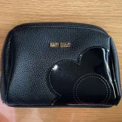 MARY QUANT シュリンクデイジーパッチ オーバルポーチ コスメポーチ 黒