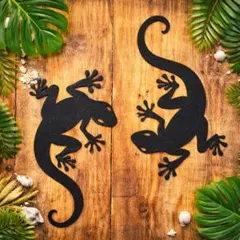 北欧風 ヤモリ トカゲ ウォールアート 2枚セット カスタムカラー12色 壁飾り