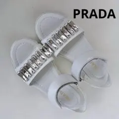 PRADA プラダ　アンクルストラップ　ビジュー　スライドサンダル　36.5美品