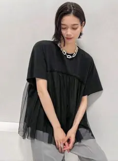 ブラック シースルー チュニック 半袖 新品未使用