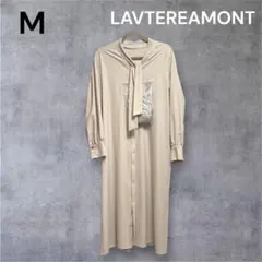ロートレアモン M ベージュ ロングシャツ ワンピース ボウタイ マキシ丈 長袖のサムネイル