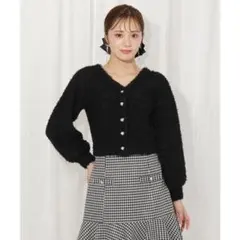 タグ付き新品 ウィルセレクション テディヤーンニットカーディガン ブラック