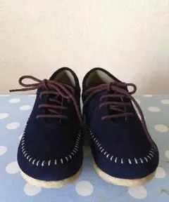 FOOTSTYLE ネイビー スエード レースアップシューズ　モカシン　S