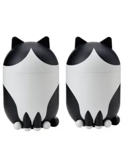 2個 新品 IKEA イケア ねこ型 小物入れ グレイシモイス 黒白 ハチワレ