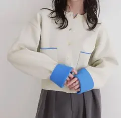 Lian カーディガン バイカラーニットカーディガン レディース