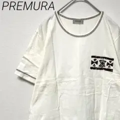 PREMURA Tシャツ 半袖 クルーネック エスニック柄 大きめ 綿100%