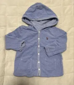 フード付き青トレーナー（ストライプ裏地）リバーシブル