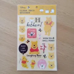 ディズニー　くまのプーさん　ステッカー　クリアデコステッカー　耐水　大きめ