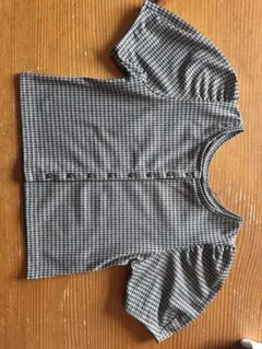 GU ハウンドトゥース柄 パフスリーブ 半袖シャツ