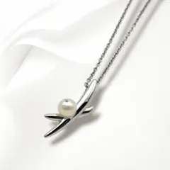 【極美品】TASAKI タサキ パール ネックレス クロスモチーフ シルバー