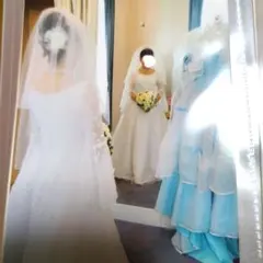 ウェディングベール ホワイト パールとスパンコールの装飾