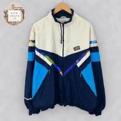80s 90s Rukkaルッカ ナイロンジャケット 白×ネイビー×青 古着