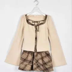 evelyn チェックカットセットアップ アイボリー