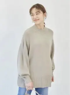 ★新品★アースミュージック＆エコロジー★バックスリットハイネックニットプルオーバ