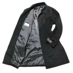 ユナイテッド　アローズ【カシミヤ混 】ステンカラーコート　比翼ボタン　黒　XL