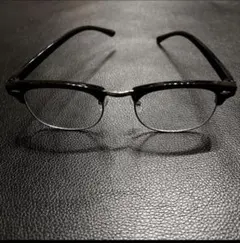 黒縁 伊達 ハーフリム サングラス ボストン ブラック サーモント　ブロー