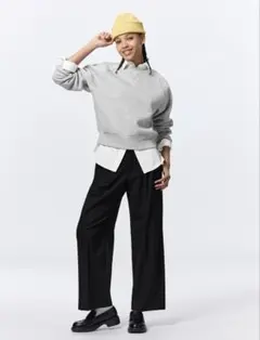 美品 25年モデル ジーユー GU タックワイドパンツ ブラック M