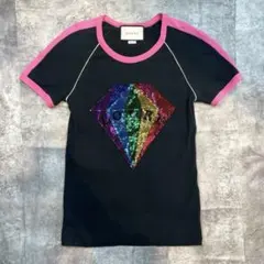 GUCCI グッチ スパンコールTシャツ レディース ブラック ダイヤモンドのサムネイル