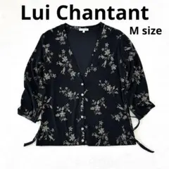 【美品】ルイシャンタン シアー刺繍カーディガン 黒 麻混 リボン 38 冷房対策のサムネイル