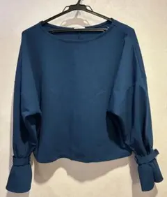 バルーンスリーブシャツ ダークブルー　長袖