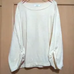 【Samansa Mos2 blue】クリーム色 長袖トップス　カットソー　Ｌ