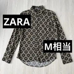 ZARA ザラ 幾何学模様 総柄 レトロ 長袖シャツ ブラウス M相当のサムネイル