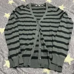 UNIQLO グレー×ブラック ストライプ カーディガン S