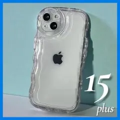 iPhone15plus ウェーブ クリア スマホケース アクスタ カバー 透明