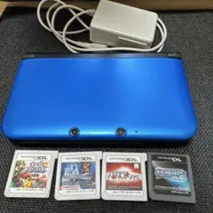 ニンテンドー3DS LL 本体 青 充電器付き ゲーム4本セット。タッチペンなし