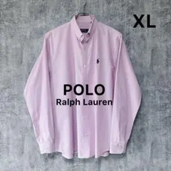 ✅【POLO RALPH LAUREN】長袖ボタンダウンシャツXLピンクレッド