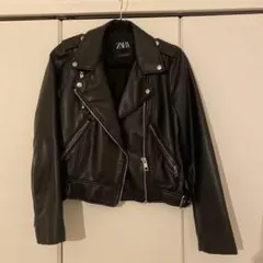 ZARA ブラック ダブルライダースジャケット M