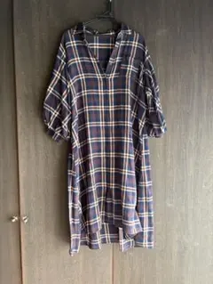 バルーン袖 春 チェックワンピース