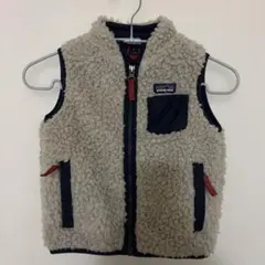 patagonia ベビーベスト フリース ベージュ/ネイビー