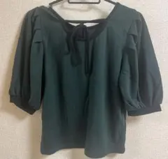 【earth music & ecology】グリーン パフスリーブ Tシャツ