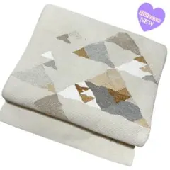 《9B27》名古屋帯 名古屋仕立 灰みのベージュ 370cm お太鼓柄 匿名配送