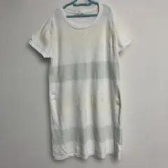 ジェラートピケ　半袖　膝下丈　ルームウェア　ブルー　パステル