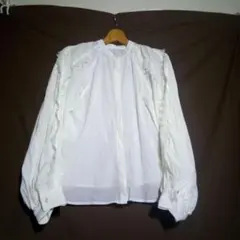 ＵＲＳ ユアーズ【M】レディース レース装飾 バルーンスリーブシャツ ホワイト