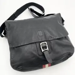BALLY トレスポ A4◎ メッセンジャーバッグ ロゴ刻印 レザー ブラック