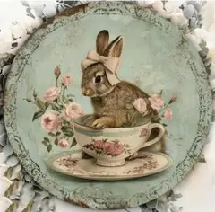 カントリー ウサギ ウェルカムボード 木製リース イースター ローズ フラワー