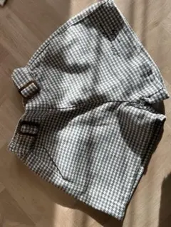 ALGY チェック柄ウエストバックル付きハーフパンツ XXS