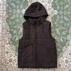 フード付きダウンベスト キルティング　ブラック