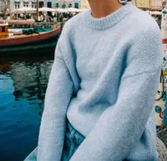 ZARA ソフトタッチニットセーター　S ライトブルー