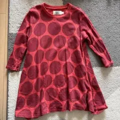 MARK'S HOGAN 赤 ドット柄 七分袖ワンピース