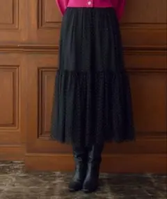 ANAYI ドットチュールティアードスカート