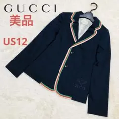 美品　GUCCI テーラードジャケット　パイピング　ネイビー　グッチ　US12のサムネイル